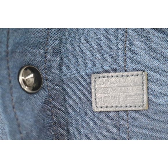 NWT G-Star RAW Shirt Mens Small Landoh Long Sleeve Button Up Dark Blue geometric - Picture 6 of 16